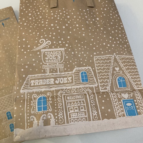 Trader Joe’s Bag Holiday 2022 Set of 2 Paper Grocery Shopping Winter Edition - Picture 2 of 6
