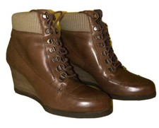 Stivaletto Polacchino Stringato Vera Pelle Con Bordo Maglia N. 40