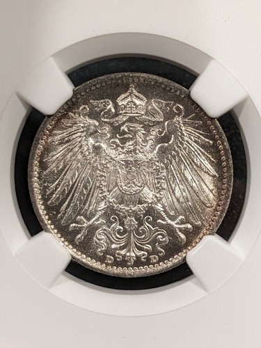1902 D MS66 Germany Silver Mark NGC KM 14 Only 3 Graded Higher! - Picture 3 of 4