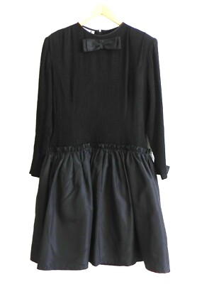 Giovannozzi Dress Black Wide Shoulder Drop Waist Petticoat Made in Italy Size 10