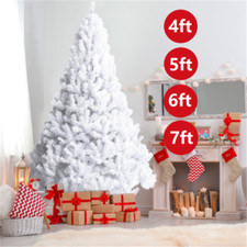 4/5/6/7Ft White Artificial PVC Carolina Pine Christmas Decor Xmas Tree W/ Stand