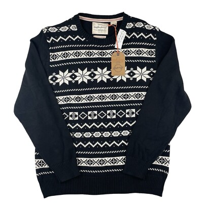 NEW Weatherproof Vintage Sweater Mens XL Black White Snowflake Ski Lodge Preppy