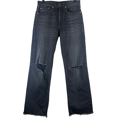 Rag & Bone Jeans Maya Hi Rise Ankle Straight Leg Size 25 Distressed Raw Edge Hem