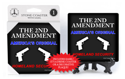 2nd Amendment America's Original Stone Coaster With Easel NEW