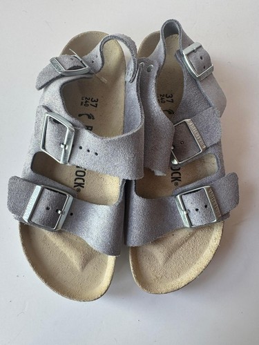 BIRKENSTOCK Milano Grau Wildleder Leder Sandalen Fußbett 140£ EUR 37 *NEU* - Bild 3 von 7