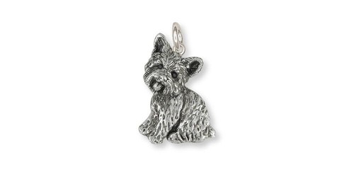 Yorkie Yorkshire Terrier charme bijoux argent sterling Yorkshire Terrier - Photo 1 sur 1