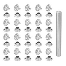 100 Pcs 10mm Silver White Crystal Rivets Rhinestone Stud with Tool for Craft