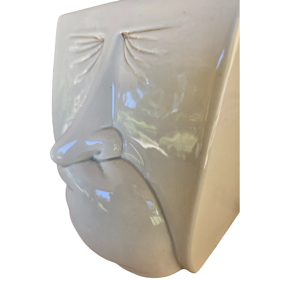 Caja de pañuelos vintage años 80 Fitz & Floyd hombre estornudo soporte crema cerámica, ecléctico Foto 3 de 4