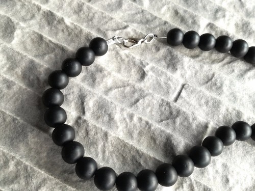 Collar con Cruz Hematita Ónix Perlas Piedra Preciosa Cruz Rosario Set Pulsera M - Imagen 7 de 8