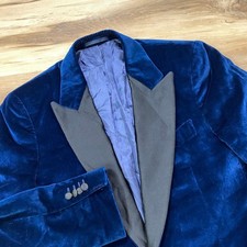 Suitsupply Jort Verona Tuxedo Jacket 40R Blue Velvet Peak Lapel Formal Blazer