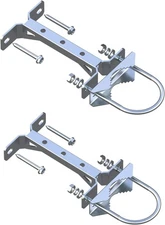 2 PCS Stainless Steel Antenna Mount Wall Mast Clamp 