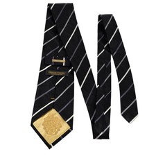 Donald J. Trump Signature Collection Mens Striped Silk Tie Black White Gray
