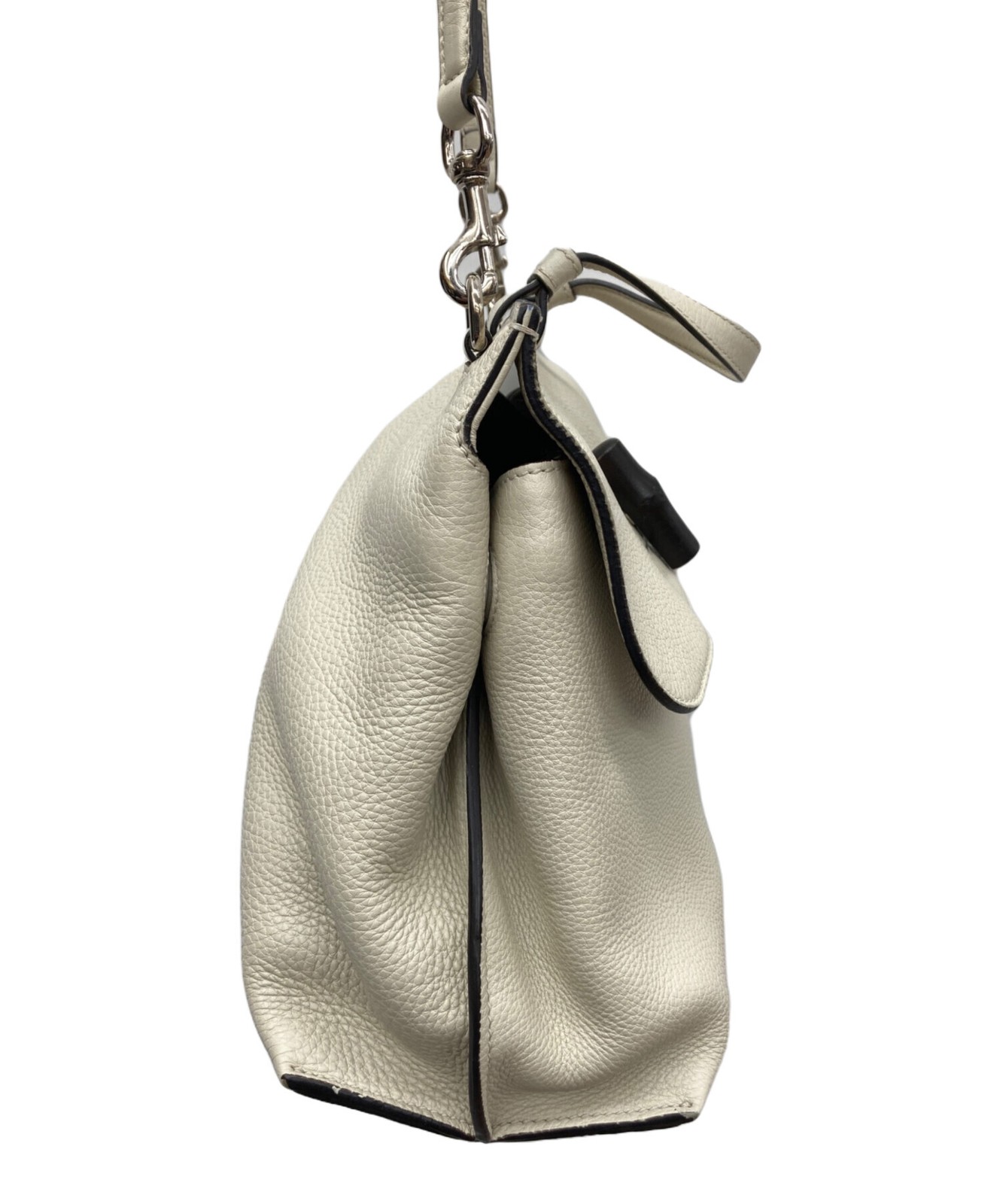 Gucci Bamboo Daily Medium Handbag Ivory Leather 392013 Italy Shoulder SN2574 thumbnail 15