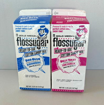 Gold Medal Flossugar Cotton Candy Floss Sugar 2-Pack 3.25LB Per Carton Brand NEW