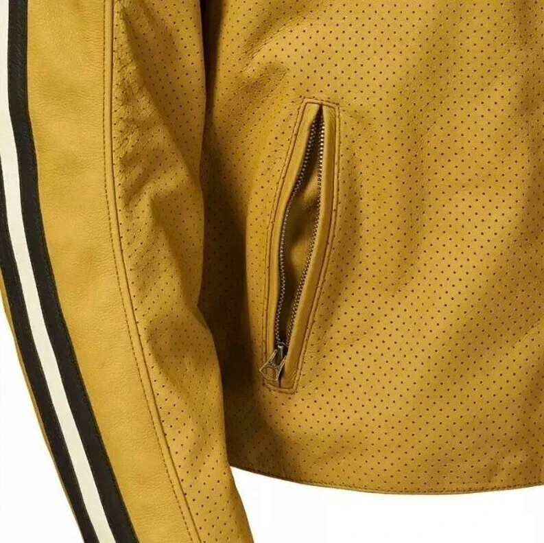 Chaqueta de cuero Triumph para carreras de motociclista chaqueta de cuero de vaca real Foto 3 de 4