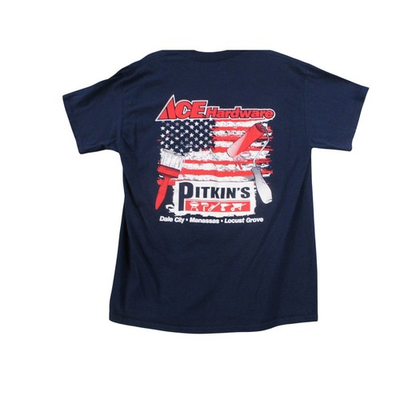 #ad Gildan Ace Hardware Pitkins Dale City T Shirt Mens Large Navy Blue Short Sleeve $14.95