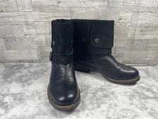 Clarks Boots Women 8.5M Volara Sky Shoes Black Leather fold Over Ankle Bootie