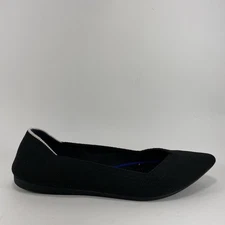 Rothy’s The Point Pointed Toe Flats Womens Size 6.5 Black Ballet White Stripe