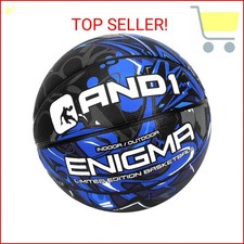 AND1 Enigma Indoor/Outdoor Youth Premium Rubber Streetball, Blue and Black, 27.5