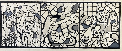 Gouache originale représentant un projet de vitraux Période Art déco circa 1930 - Picture 5 of 13