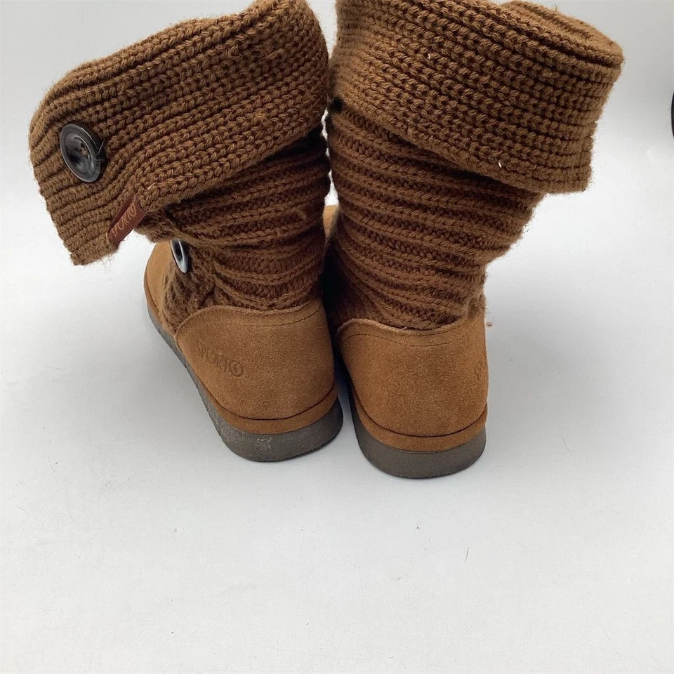 Botín al tobillo Sporto para mujer marrón gamuza tejido puño botones detalles 6,5 Foto 4 de 4