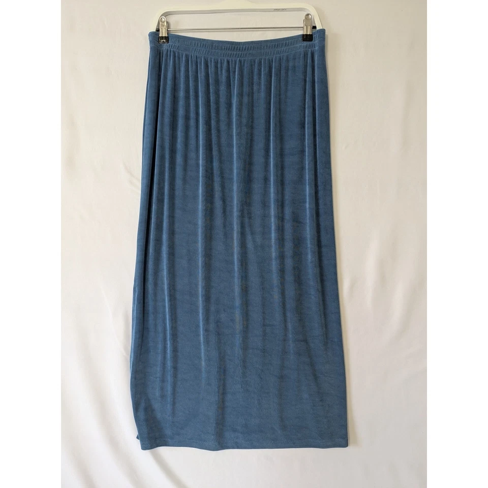 Maxi falda midi azul Weekenders para mujer L ajustada cintura elástica abertura lateral informal Foto 3 de 4