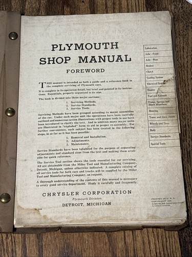 1936 Plymouth Shop Service Manual Codes P3 P4 Original - Picture 3 of 7
