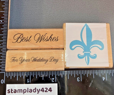 VTG Stampendous Rubber Stamp For Your Wedding Day Best Wishes Set Fleur de Li