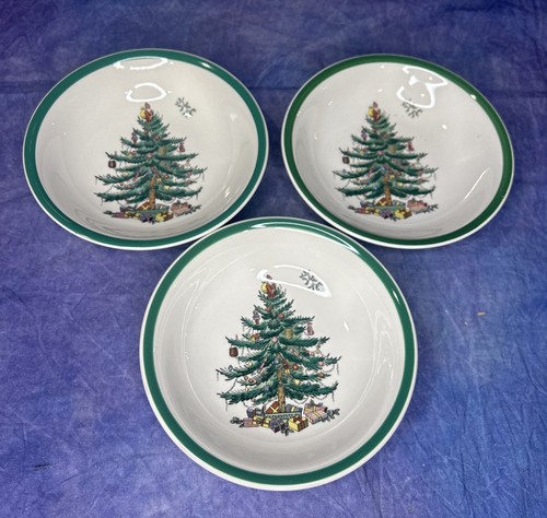 Menge 3 Vintage Spode Christmas Tree 6 1/4" Suppe Coupe Schüsseln England S3324