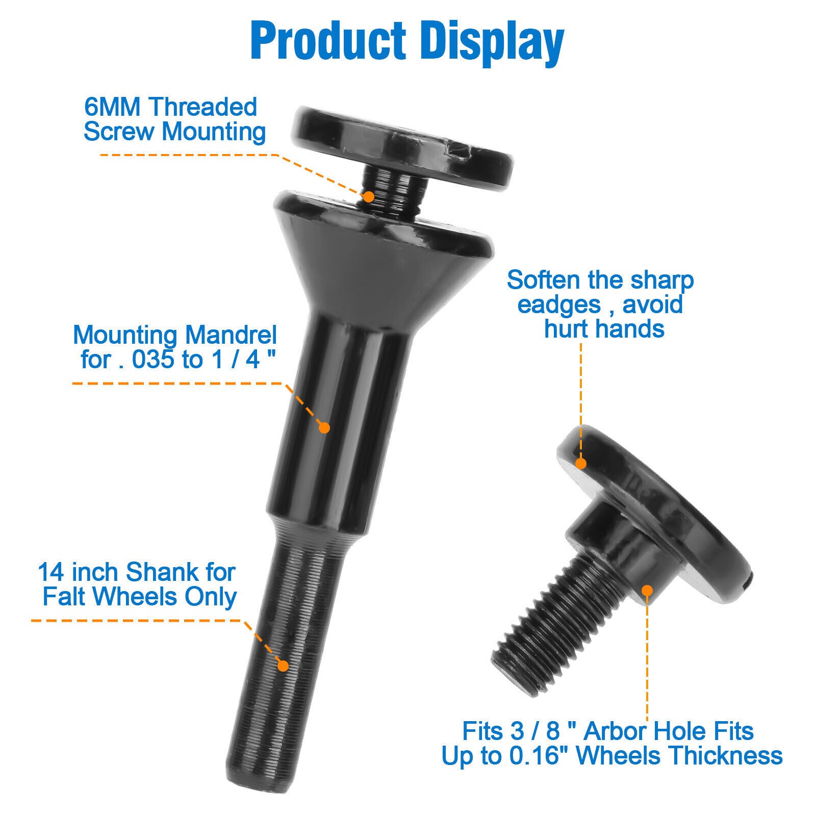2 Set Cut-Off Wheel Mandrel 3/8" Arbor 1/4" Shaft for Die Grinder Rotary Tool