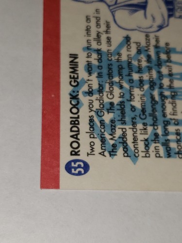 1991 Topps American Gladiators Roadblock: Gemini #55 TV Show Trading Card - Picture 9 of 11