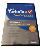 2013 Intuit TurboTax Deluxe Federal State Returns e-file Mac PC CD