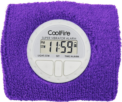 CoolFire Boom Vibrating Alarm Clock - Sweat Band Digital Watch Purple ...