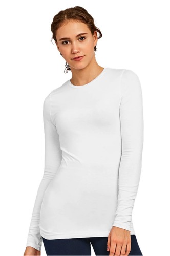 Pack of 6 Women’s Long Sleeve Classic Fit Crew Neck Shirts - Picture 5 of 14