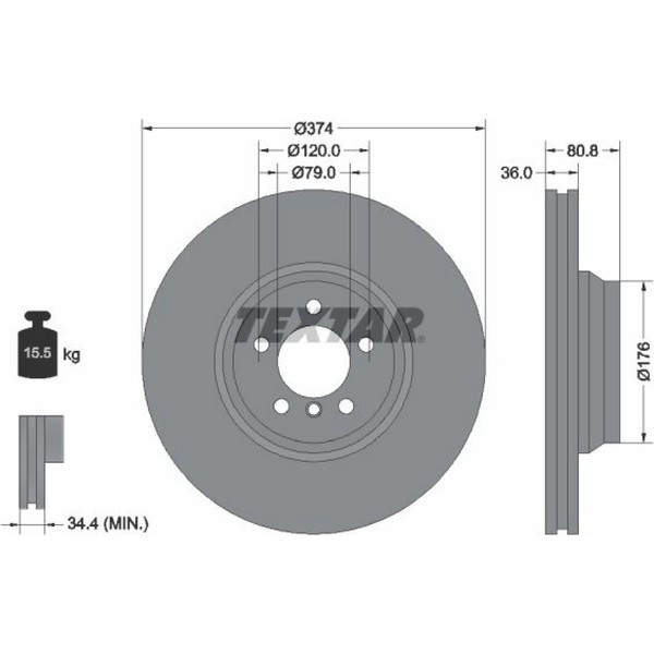 2X Textar 92123003 Bremsscheibe FüR Bmw 7 E65 E66 E67-image