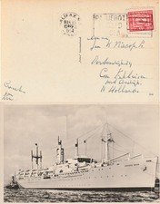 Canada to Holland HALIFAX NS Paquebot 15c Beaver ss GROOTE BEER Ship rppc 1954