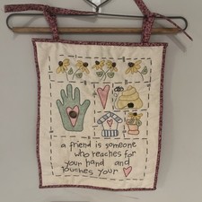 Homemade Quilt Wall Hanging Friendship Quotes Patchwork Country Cottage Decor