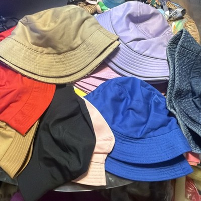 Lot Of 16 Cotton Summer Foldable Bucket Hat Unisex Outdoor Variety Size Hat New