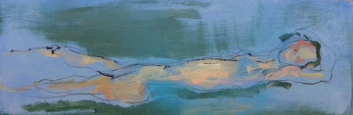 Ernesto TRECCANI (Milano 1920-2009) PICCOLO NUDO FONDO AZZURRO olio TELA 20x60 - Foto 15 di 16