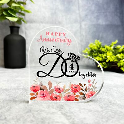 4 Jahre zusammen Happy 4. Hochzeitstag Herz Plakette Andenken Geschenk