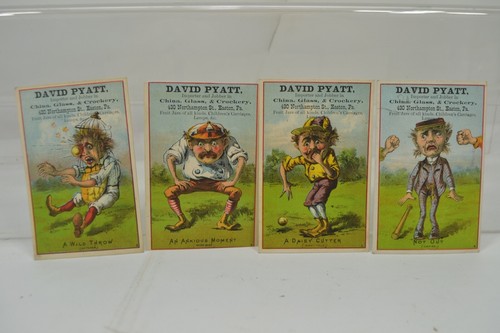 VICTORIAN BASEBALL TRADE CARDS LOT OF 4 (DAVID PYATT) EASTON PA, NICE CONDITION