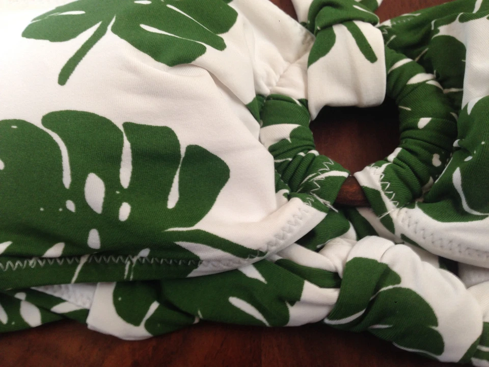 Nuevo Top de Bikini Ann Taylor LOFT Hoja Verde Blanco Bandeau Halter de Natación XS S M L Foto 3 de 4