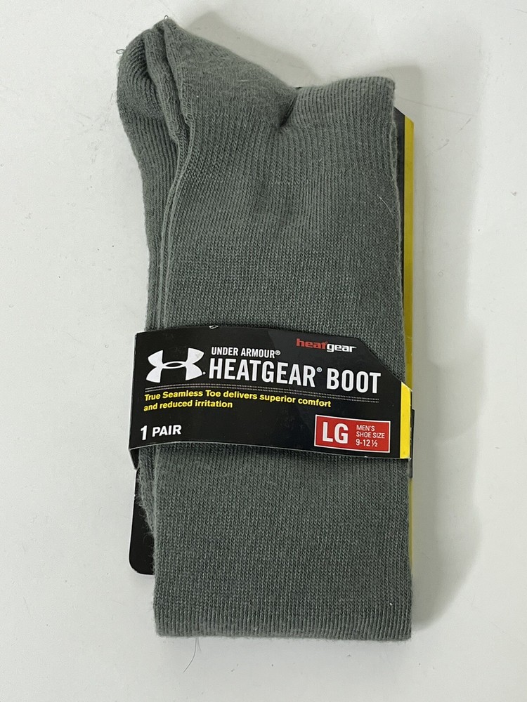 Under Armour Heatgear Boot Sock Men's Large Shoe Size 9-12 1/2 Gray
