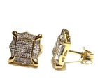 New 925 gold plated  .33ct diamond flat screen stud earrings unique — photo 3