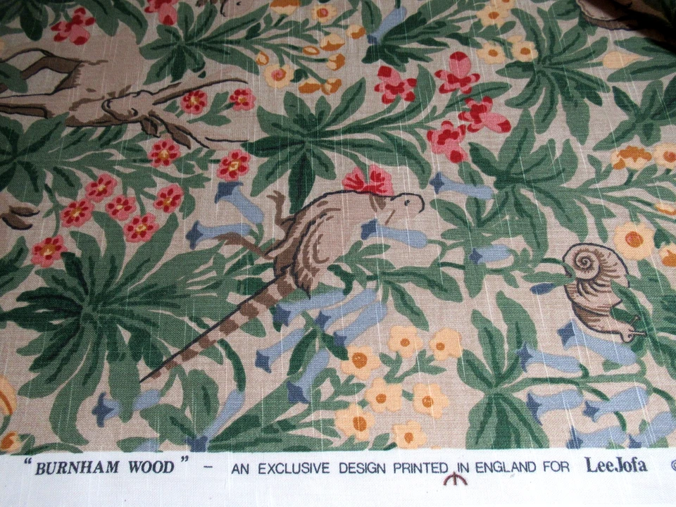 Lee Jofa Fabric Burnham Wood 7 Yards 100%Linen Floral England animals 22'x56" - Image 2 of 4