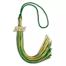 Endea Graduation Green/Gold Mixed Color Tassel With Gold Date Drop