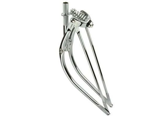26 LOWRIDER BENT SPRING FORK 1 INCH CHROME, Black, Gold, white options - Picture 4 of 8