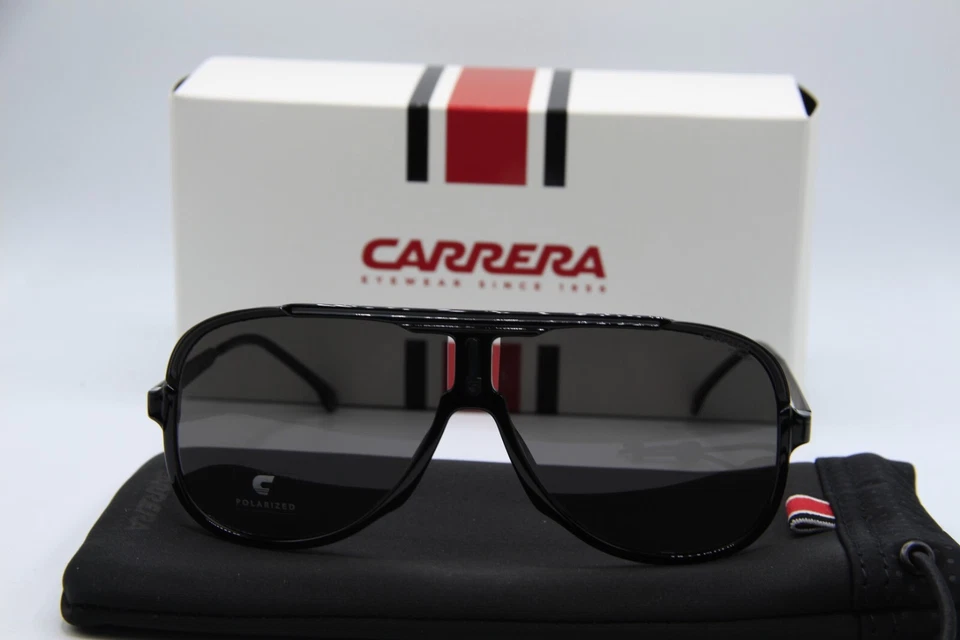 NEW CARRERA 1059/S 08AM9 POLARIZED BLACK AUTHENTIC SUNGLASSES W/CASE 64-11 - Image 2 of 4