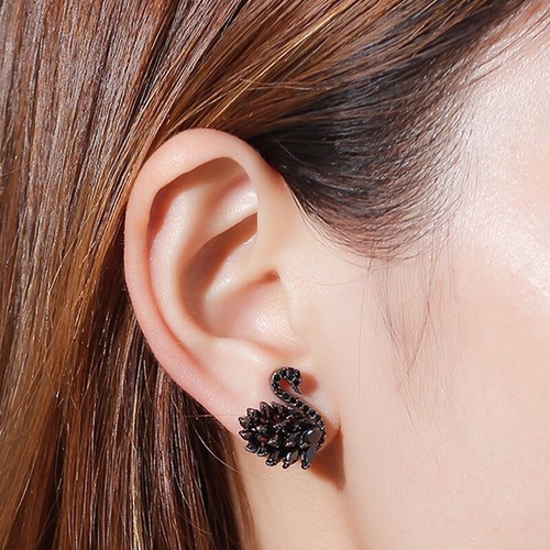 Fashion Women 925 Silver Stud Jewelry Earrings Cubic Zirconia Swan 4PC 0673 - Picture 3 of 6