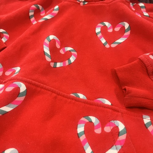 Christmas Candy Cane Heart Shaped Holiday Season Fleece Hoodie Girls Size 5 - Picture 6 of 6